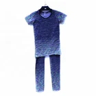 Womens seamless round neck t-shirt and legging fitness gym clothes set running sport yoga wear set