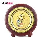 Custom Engraved Craft Metal and Wooden Stand Gold Trophy Plate Embossed Souvenir Award Medal Plaque