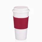 China factory promotional white color eco friendly cafe 500ml plastic cup coffee with sleeve