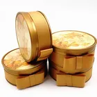 luxury gold tin metal gift box with ribbon
