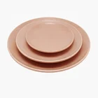 Wholesale plastic free bamboo fiber food tray custom round serving dishes