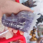 Crystal Carved High Quality Natural Purple Fluorite Crystal Carved Dragon Skulls For Crafts