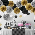 Party Decoration 18pcs Paper Pom Set for Baby Bridal Shower Wedding Bachelorette Birthday Supplies
