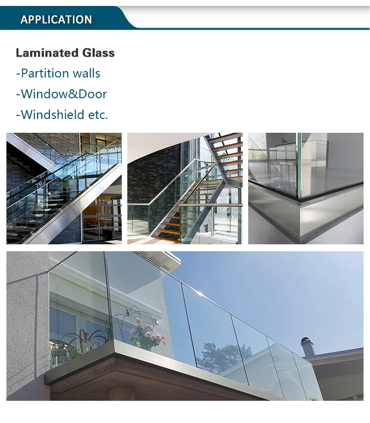 6.38-12.76mm Balcony/Shower Enclosure Laminated Building Glass Tinted Float Glass Color Coated Laminated Glass