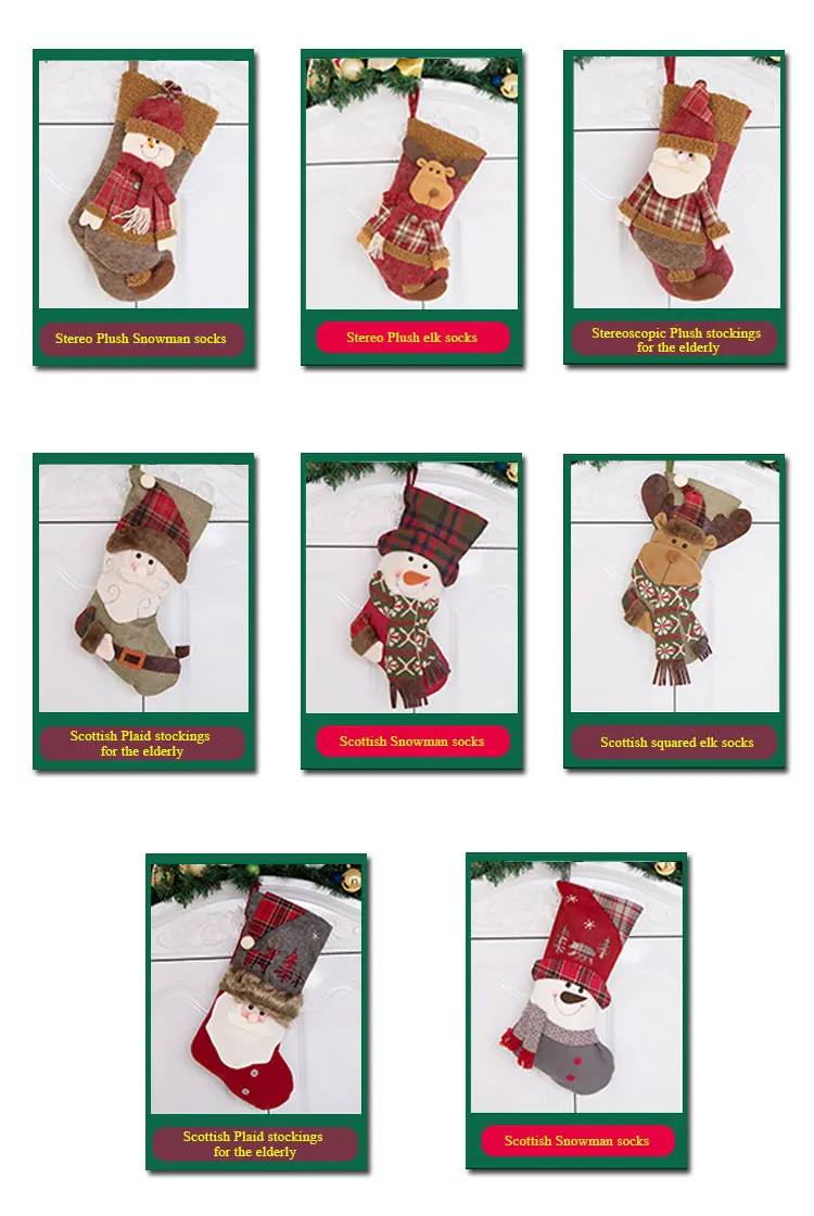 santa claus snowman non-woven fabrics mix toy christmas socks