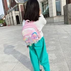School Wholesale Cute 3D Butterfly Sequins Kindergarten School Bag PU Leather Children Backpack For Girl