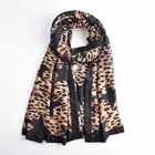 Wholesale 2020 new style long scarves shawls winter warm luxury black star leopard print edge viscose shawl scarf