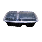 Amazon top selling pp plastic two compartments takeaway bento lunch box disposable food container with lid