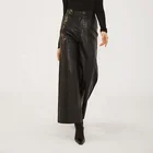 Clothing manufacturer women's small order street wear vintage High waist Black casual women's Leather pants