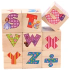 Woodem Blocks Alphabet Arabic Stem Preschool Children Montessori Kids Wooden Educational Toys