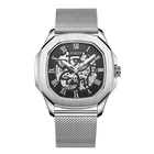 2020 New Silicone Strap Alloy Case Hallow Out Wrist Skeleton Mechanical Automatic Watches for Men