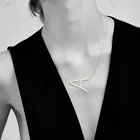 Colors Womens Necklace R.GEM. 3 Colors Elegant Chain Initials 26 Letter Stainless Steel Alphabet Necklace For Women