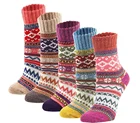 Socks Women Winter Womens Vintage Winter Soft Warm Thick Cold Knit Wool Crew Socks Geometry Print Comfortable