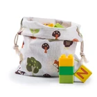 Eco reusable drawstring shopping bag with cartoon pattern for fruits and vegetables