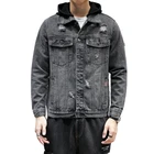 2019 factory bulk make your design fashion cotton jean acid washed men black custom oversized denim jacket