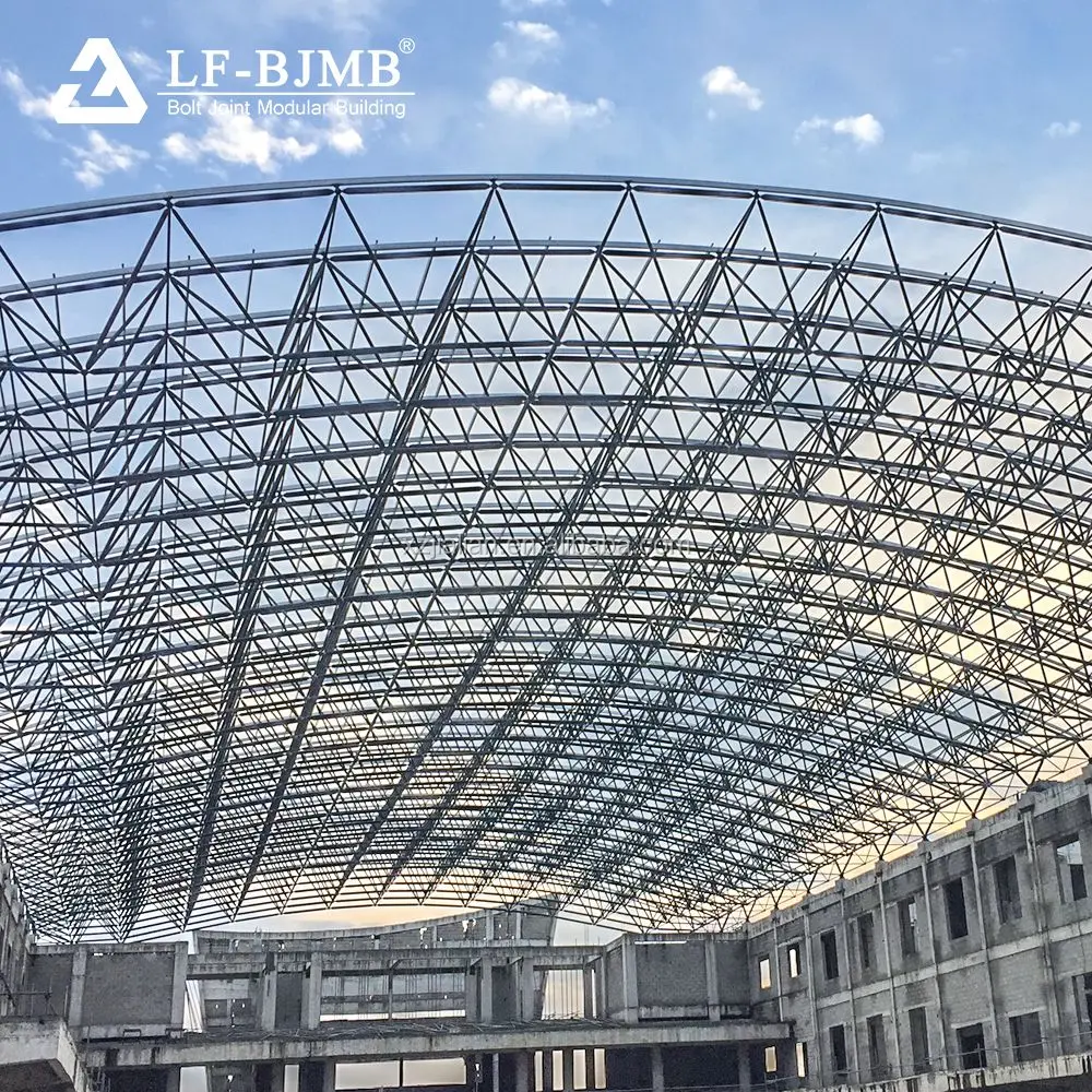 中国大跨度拱弯钢空间框架结构屋面系统