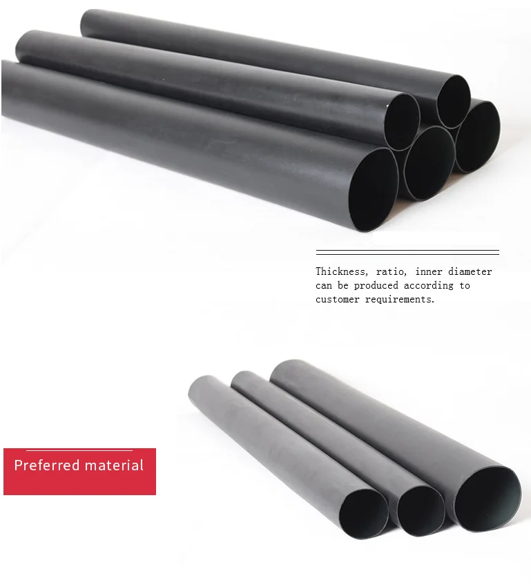 1.22m/pcs black waterproof Insulation Heat Shrinkable sleeve Medium Wall Heat Shrink Tubing