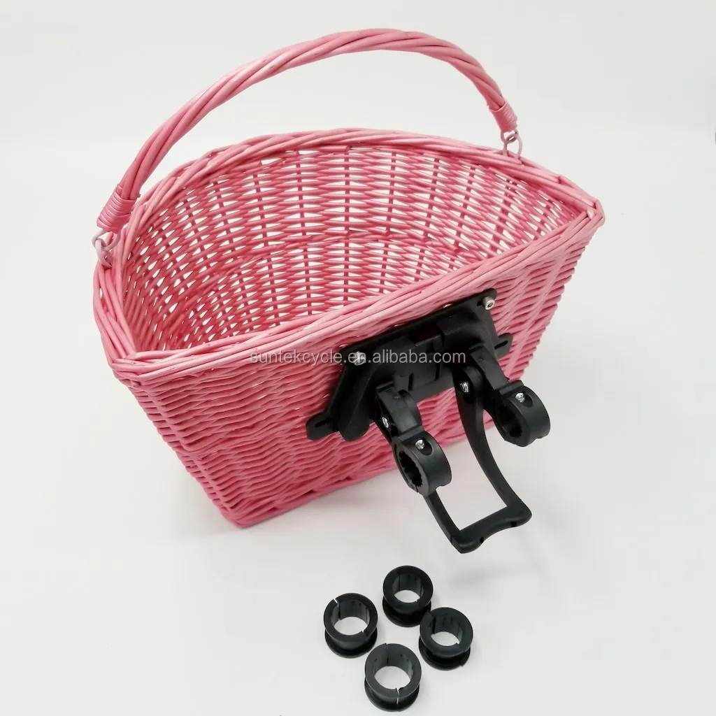woven removable rattan bicycle basket willow bike baskets wicker