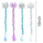 Glitter Snowflake Hair Bows Gradient Color Long Ponytail Hair Ring Elastic Twist Braid Wig for Girls
