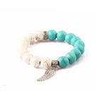elastic bead bracelet 2020 wholesale fashion jewelry white and blue turquoise religious gemstone bead stretch bracelets