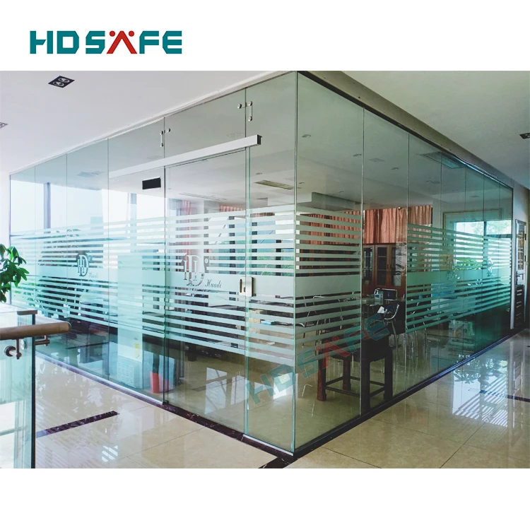 tempered office partition glass wall with soft closing glass