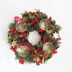 Fancy best popular festival and home decoration christmas wreath with candle cups