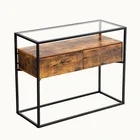 Designer Furniture Manufacturer Thin Hallway Console Table Wood Glass Cheap Sofa Long Narrow Couch Table