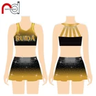 Custom Sparkle Cheer uniform With Thousands of Rhinestones Crystal Cheer Skirt With Short Underneath