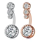 Fashion Round Zircon Belly Button Ring Stainless Steel Navel Rings for Sexy Women Piercing