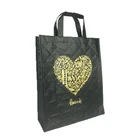 wholesale recyclable promotional pp non woven gift bag tote bag with custom gold printed logo