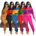 2002026 fashion letter long sleeve top and pants sport women two piece set clothing for womens sets