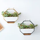 Plant Ceramic Pot Small Garden Plant Stand Wall Indoor White Ceramic Flower Pot Metal Hanging Flower Pot