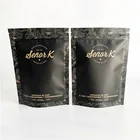 Resealable Matte Black Plastic Coffee Bean Bag with Valve 250g
