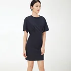 Zipper thigh length Black dress Sexy dress Women dress