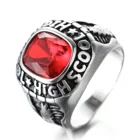 Wholesale stainless steel men's jewelry vintage eagle military ring gemstone titanium steel ring