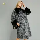 Fur Coat Rabbit Custom Fur Coat High Quality Stand Collar 70cm Genuine Rex Rabbit Fur Coat
