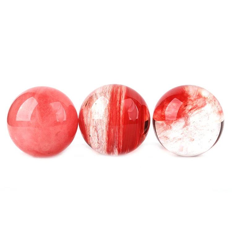 natural folk crafts red smelt stone crystal ball for christmas
