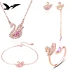 wholesale Light Luxury Style Plated Rose Gold Jewellery Pink Color 925 Sterling Silver Swan Jewelry Set TC39