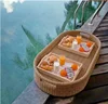 Breakfast water basket outdoor rattan swimming floating pool party serving tray