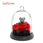2020 valentine gift custom wholesale preserved flower teddy preserved rose bear