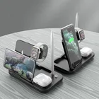 4 In 1 Charger Foldable Portable 15W 4 In 1 Charging Station Pad Dock Desktop Stand Charger Wireless