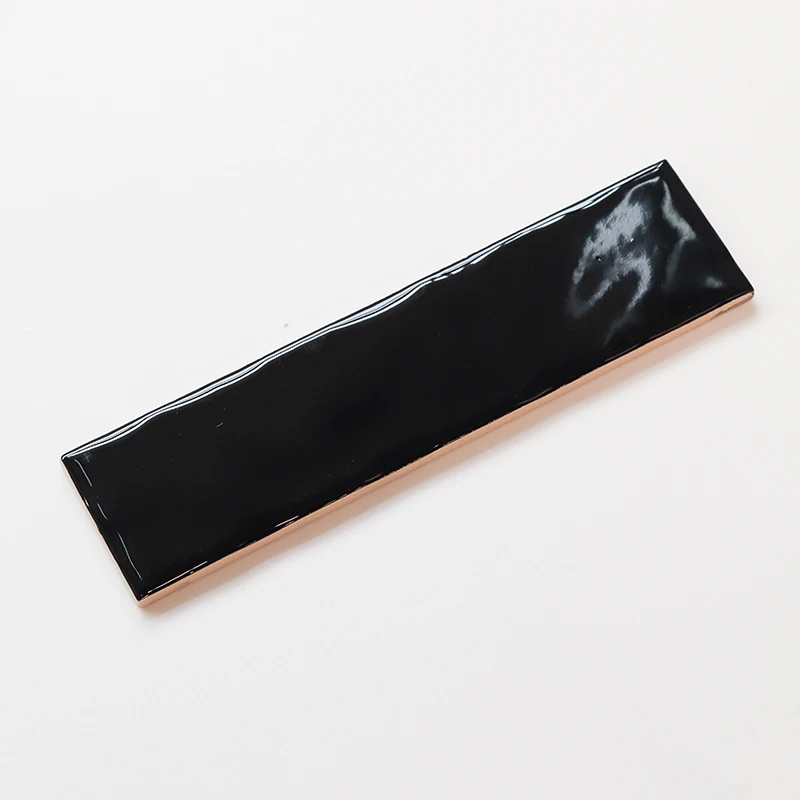 Living rooms interior design handcraft ceramic black wall tile 50x200mm