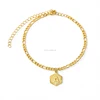 Initial A Gold Plated Hexagon Anklet Feet Jewelry, Anklet Name