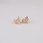 Diamond Stud Earrings Fashional Full Diamond Hot Selling Stud Earrings Gold Plated Heart Shape Cz Stone