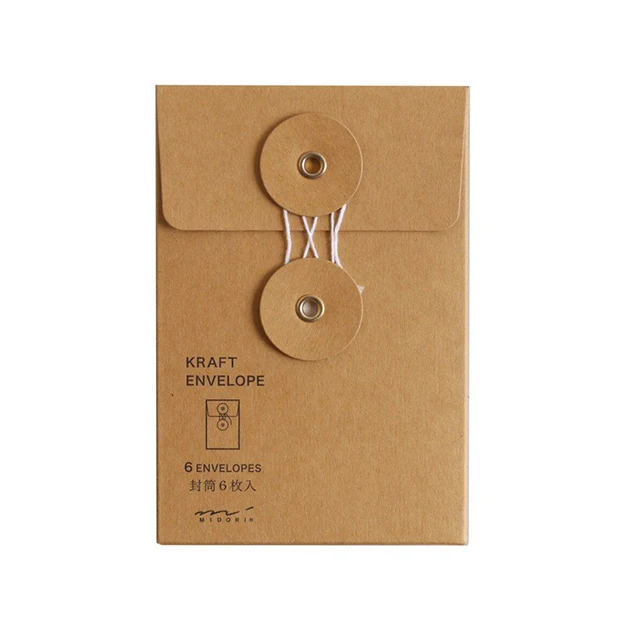 custom color printed paper button string tie envelope