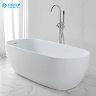 Concrete White Modern Stone Bathtub Solid Surface Freestanding Bathtub for Home