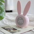 Cartoon Sleep Training Rabbit Children Bunny Clock Night Light Sunrise Wake up Desk Digital Alarm Clock