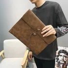Hand Bag O020 Holiday Gifts Retro String Button Leather Hand Bag Large Capacity Handbag For Men