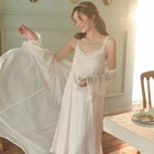 Nightdress Sweet Lace Long-sleeved Nightdress Modal Pajama Set Elegant Sexy Retro Palace Long Home Clothes