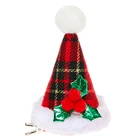 Christmas Ornaments Festival Party Plaid Mini Santa Hat Hair Clip